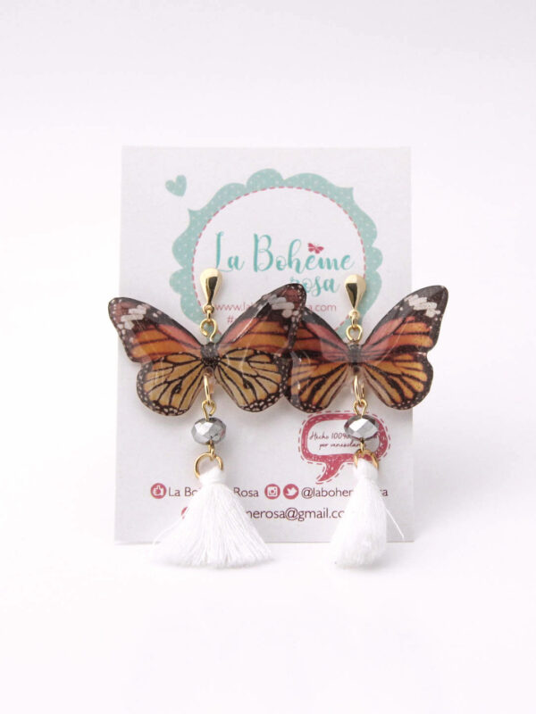 Zarcillo de mariposas largos con pompon
